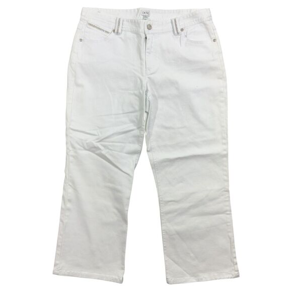 Cache Capri Jeans Women's 12 White Novelty Denim Zip Fly Casual Outdoor Retro - Picture 1 of 8